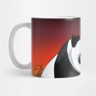 Adorably cute cartoon panda at sunset Mug